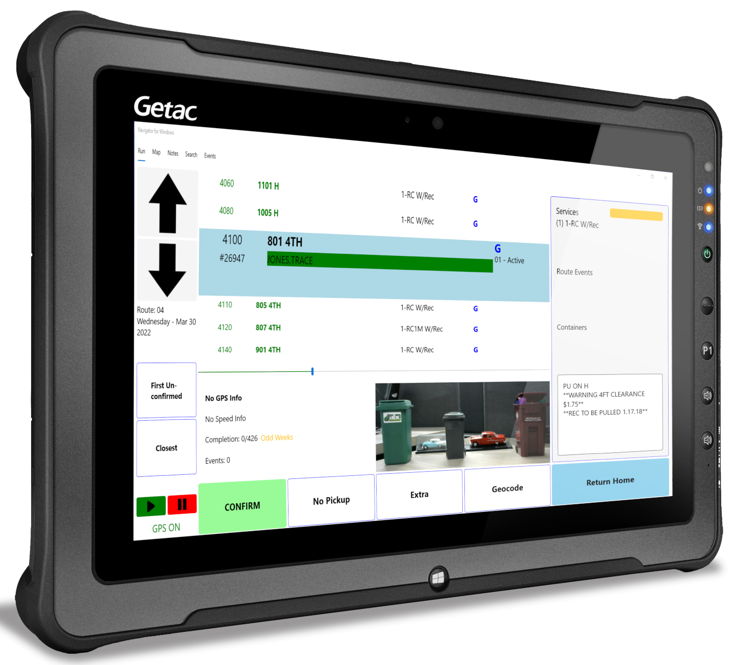 Accu-Trax Navigator on a tablet