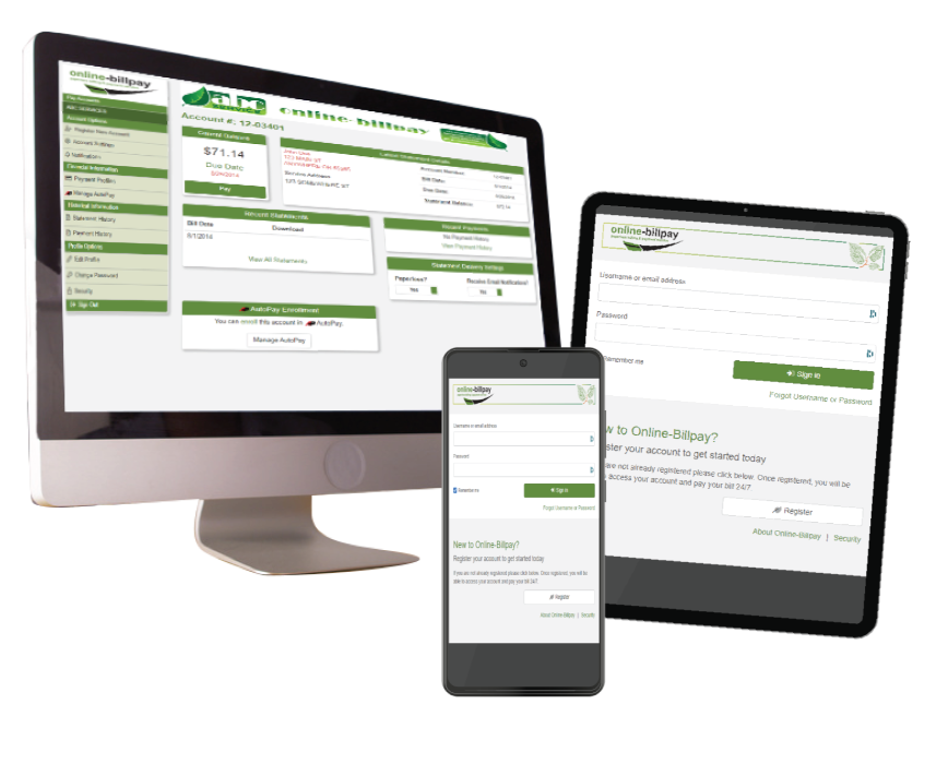 Online-Billpay on desktop, tablet, and phone